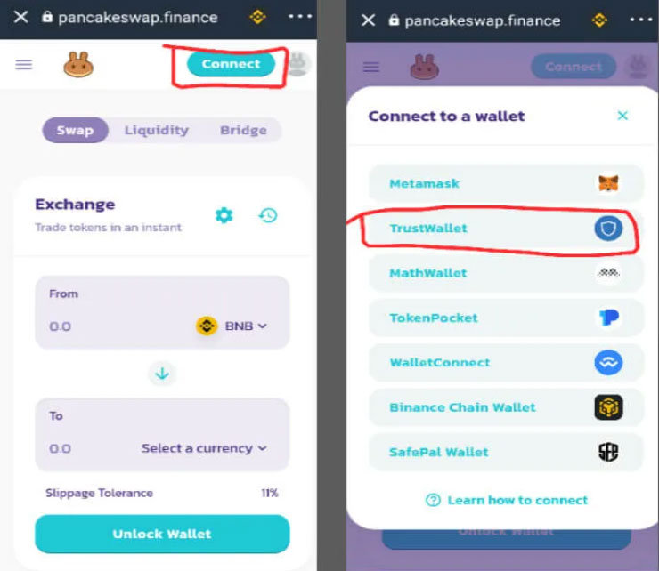 وصل کردن تراست به پنکیک سواپ